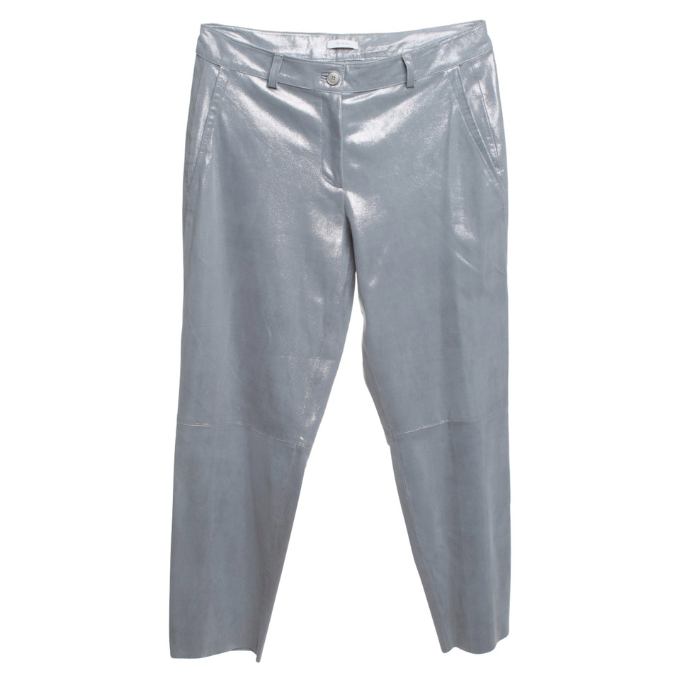 Riani pantaloni di pelle color argento