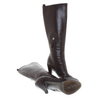 Pollini Leather boots in dark brown