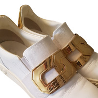 Casadei Slipper/Ballerinas aus Leder in Weiß