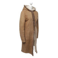 Max Mara Jacket/Coat Leather in Brown