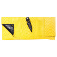Maison Du Posh Clutch Bag Leather in Yellow