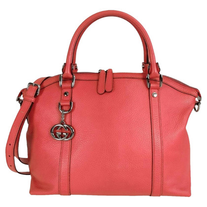 Gucci GG Charm Dome Bag Leer in Rood