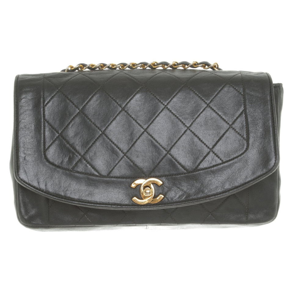 Chanel Diana Leer in Zwart