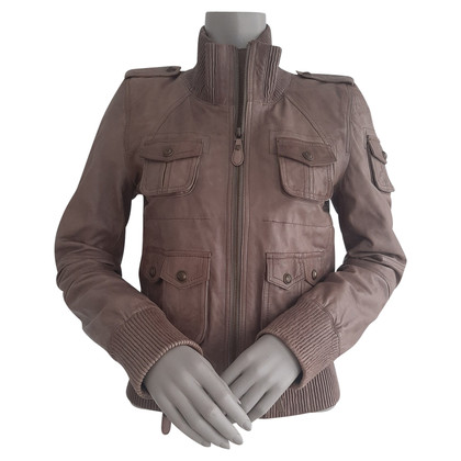 Drykorn Jacke/Mantel aus Leder in Khaki