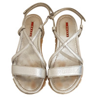 Prada Sandals Leather in Silvery