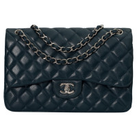 Chanel Classic Flap Bag Jumbo en Cuir en Pétrole