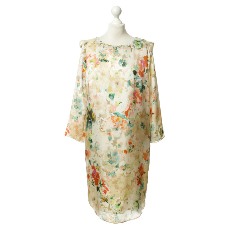 René Lezard Silk dress with floral print