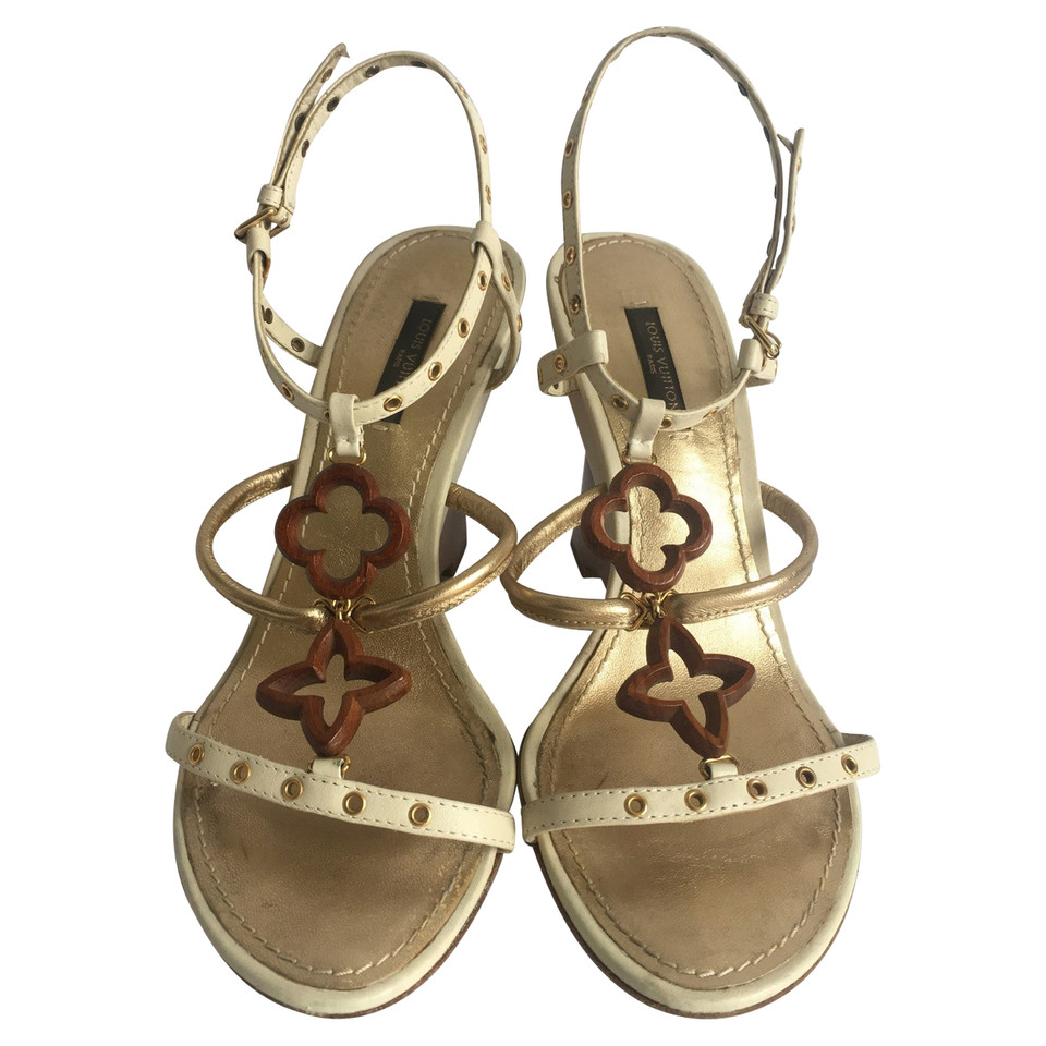 Louis Vuitton Wedges Leather in Beige