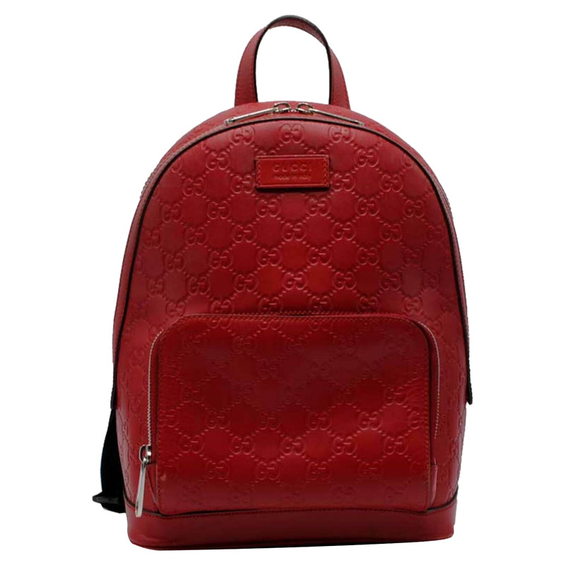 red leather gucci backpack