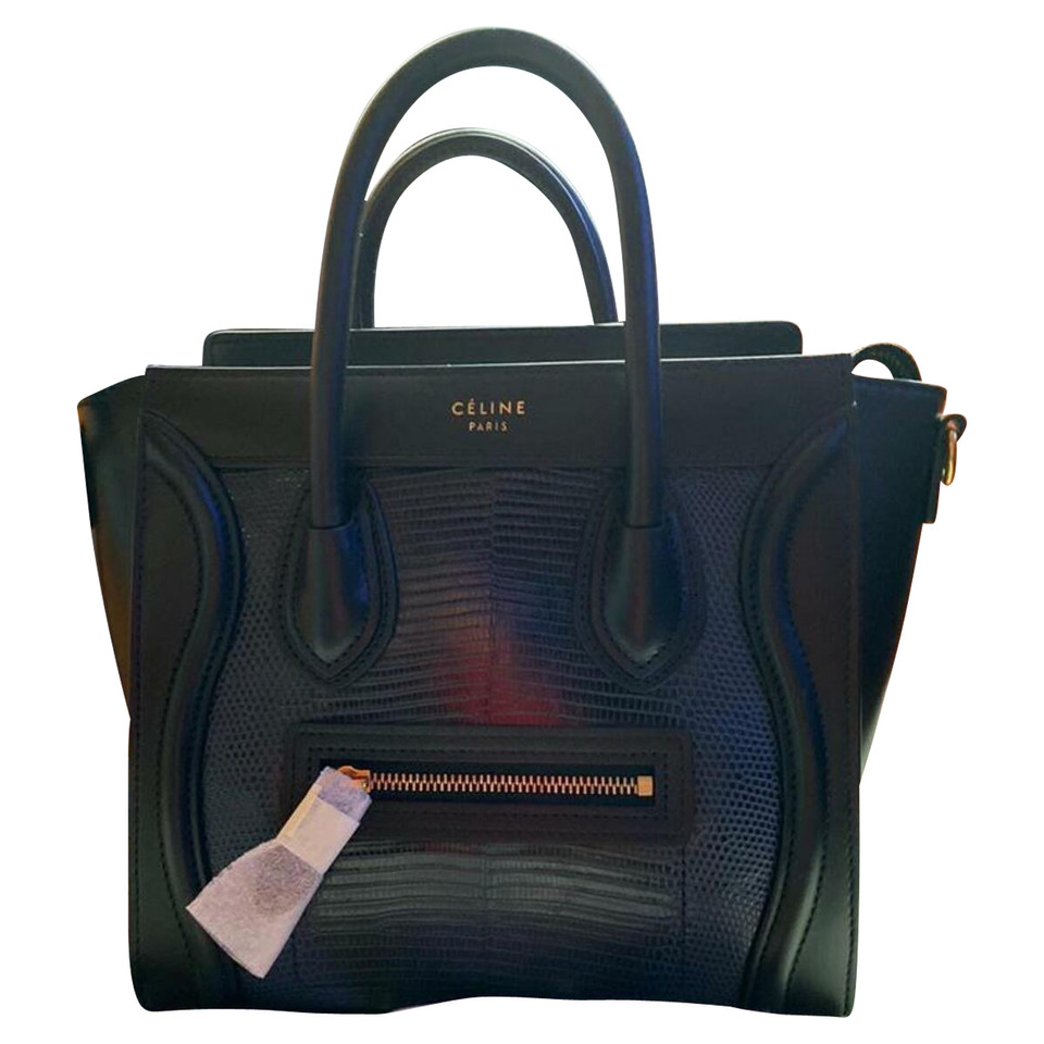 Céline Luggage Nano Leather in Black