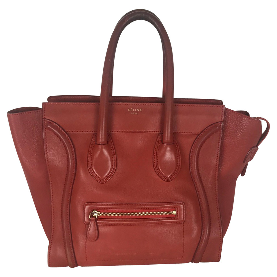 Céline Luggage Mini aus Leder in Rot