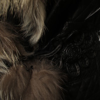 Roberto Cavalli Leather coat with fur collar