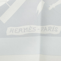 Hermès Foulard en soie blanc / bleu clair