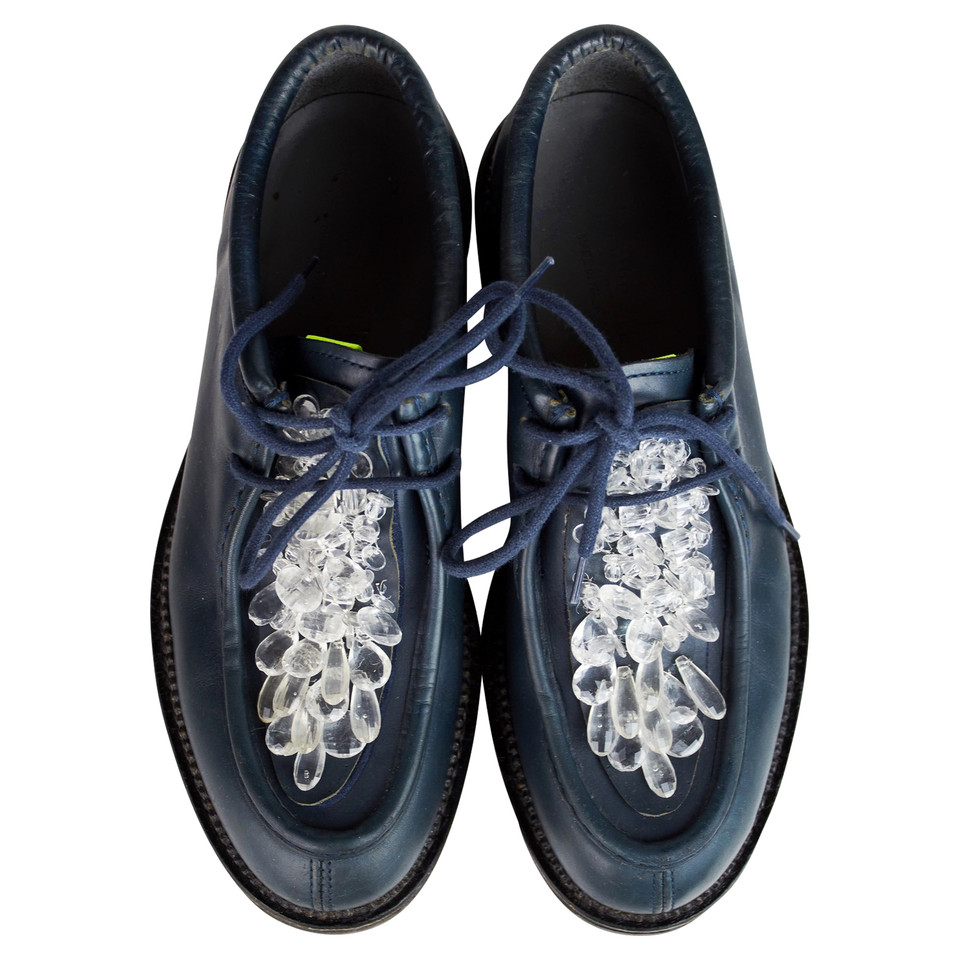 Msgm Chaussures à lacets en Cuir en Pétrole