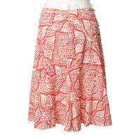 Oscar De La Renta patterned silk skirt