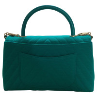 Chanel Flap Bag Top Handle Denim in Groen