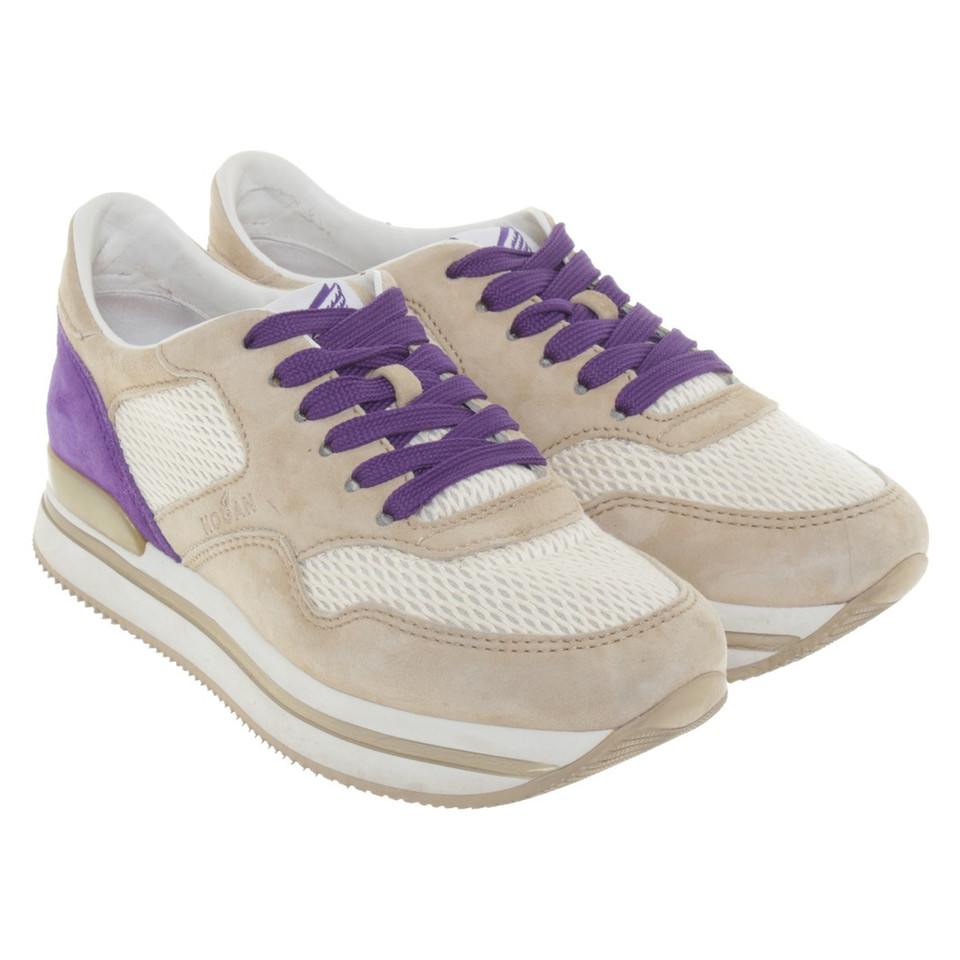 Hogan Plateau sneakers in beige / violet