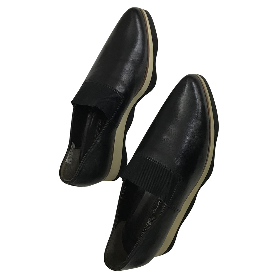 Pollini Wedges aus Leder in Schwarz