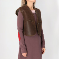 Mariella Burani Vest Leather in Brown