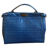 Fendi Peekaboo Bag Large aus Leder in Blau