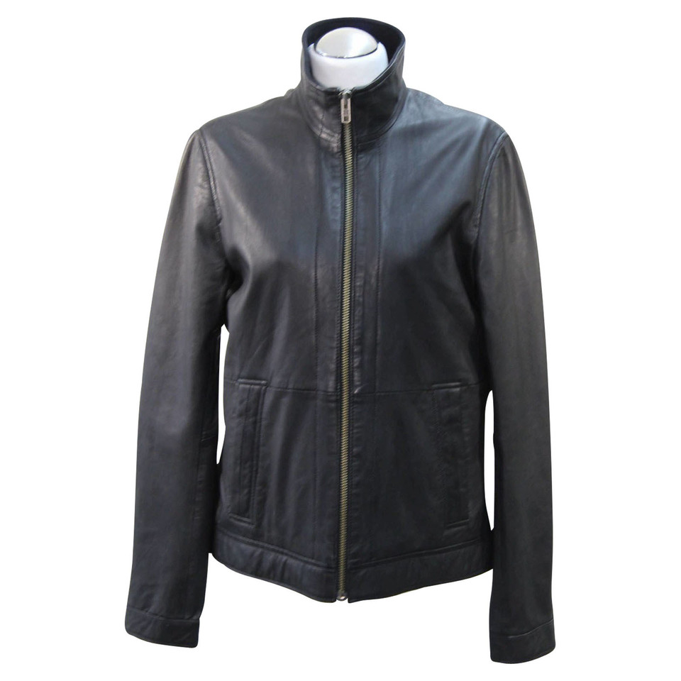 Reiss Jacke/Mantel aus Leder in Schwarz