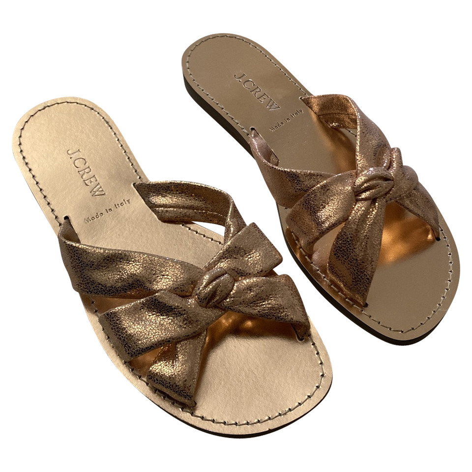J. Crew Sandals Leather in Gold