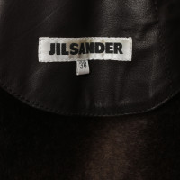 Jil Sander Manteau de cuir avec une doublure en fourrure
