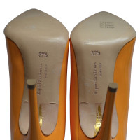 Rupert Sanderson Orange Patent Leather High Heel Pumps 