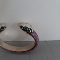 Bulgari Armreif/Armband aus Leder in Violett