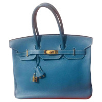 Hermès Birkin Bag 35 aus Leder in Blau
