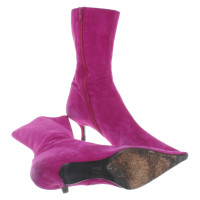 Pura Lopez Enkellaarzen Leer in Fuchsia