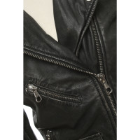 Set Jacke/Mantel aus Leder in Schwarz