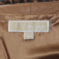 Michael Kors Leather skirt with pony fur trim