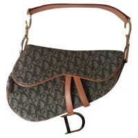 Christian Dior Saddle Bag Canvas in Olijfgroen