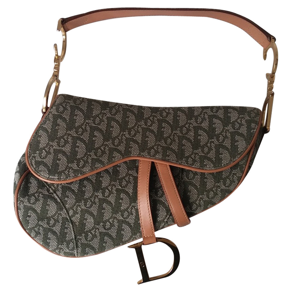 Christian Dior Saddle Bag en Toile en Olive