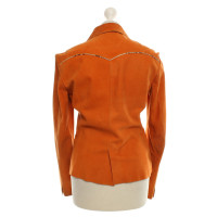 Miu Miu Leder-Blazer in Orange