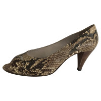 Sergio Rossi Python leather peep toes