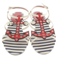 Red (V) Sandals with anchor motif