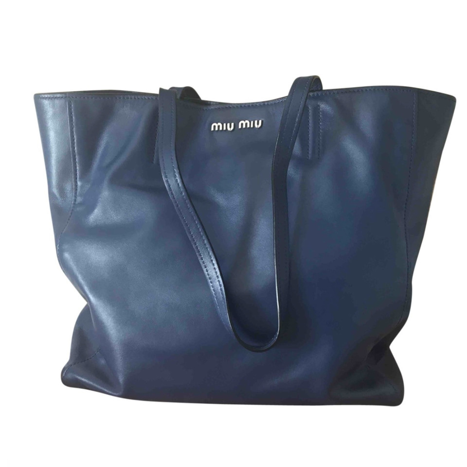 Miu Miu Shopper Leather in Blue