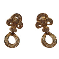 Christian Dior Small clip earrings with rhinestone