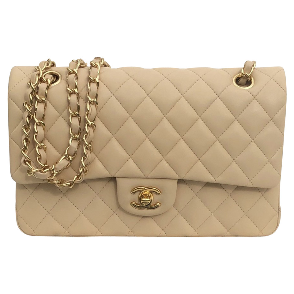 Chanel Flap Bag Leer in Beige