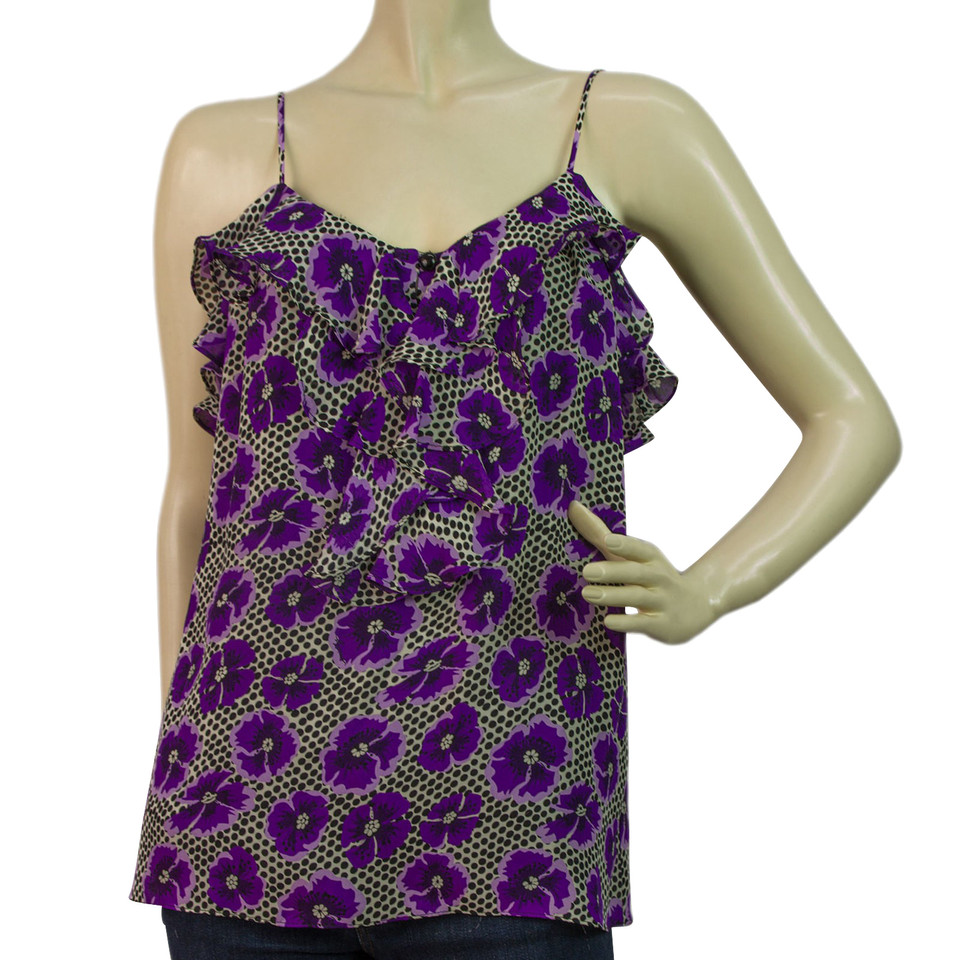 Milly Floral Gwenie Ruffle Cami in Plum