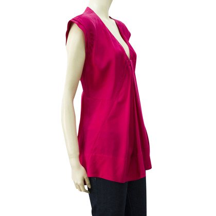 Donna Karan Sleeveless V neck A line 100% silk top