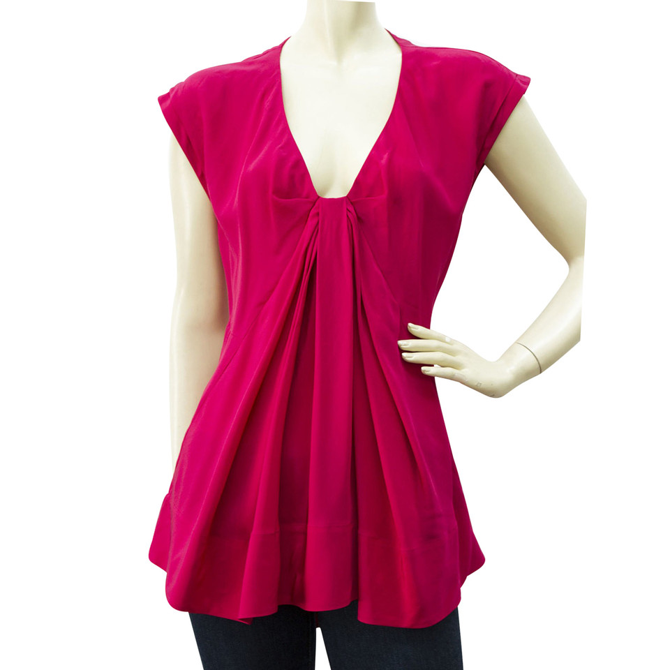 Donna Karan Sleeveless V neck A line 100% silk top