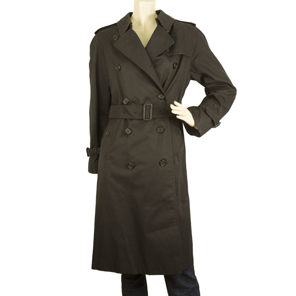 Burberry Black Cotton Raincoat Mac Belted Trench