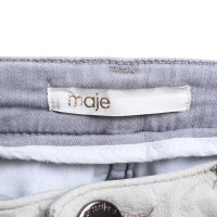 Maje Graue Jeans mit Leder-Details
