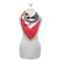 Hermès sciarpa di seta in rosso / bianco