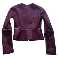 Christopher Kane Giacca/Cappotto in Pelle in Bordeaux