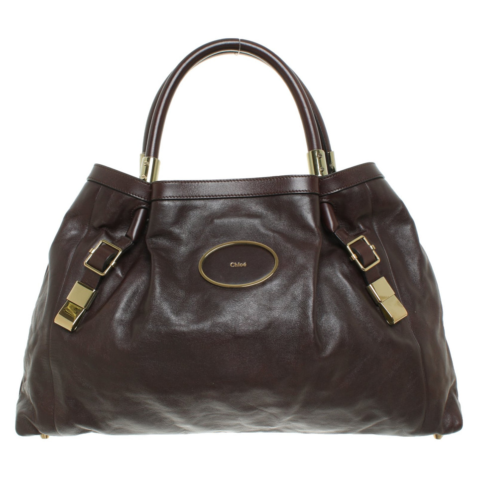 Chloé Shopper Leer in Bruin