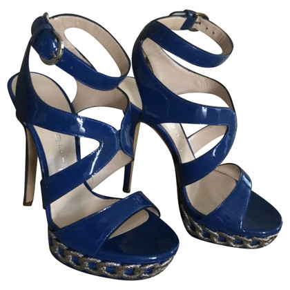 Casadei Sandals Patent leather in Blue